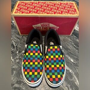 Vans checkered slip ons
